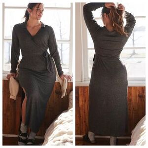 Daily Practice by Anthropologie Belted Ribbed Knit Maxi Wrap Dress Plus 3X NWT